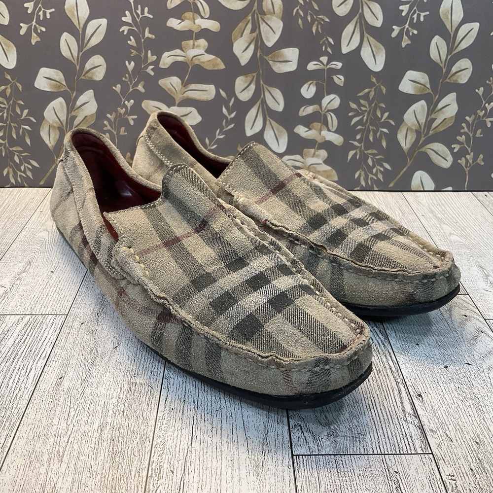 Burberry Loafers Women Driving Shoes EU 35.5 US 5.5 Check Design Authentic